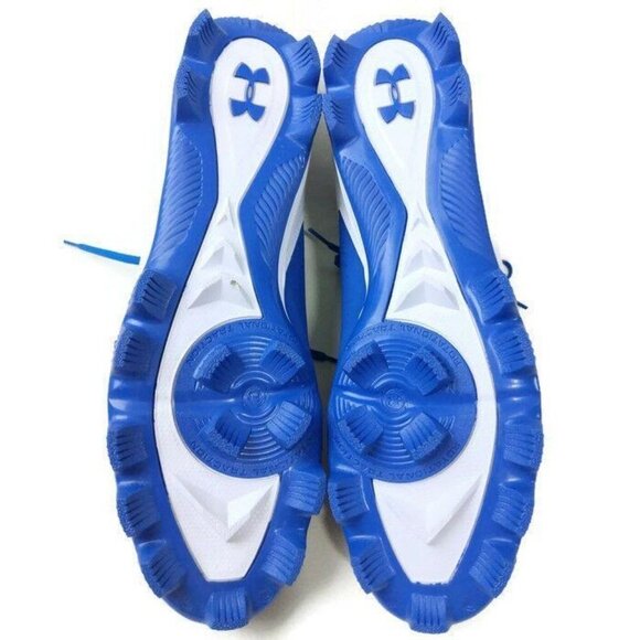 Under Armour Baseball Cleats Mens 15 Leadoff Mid RM Blue White New - Picture 3 of 6